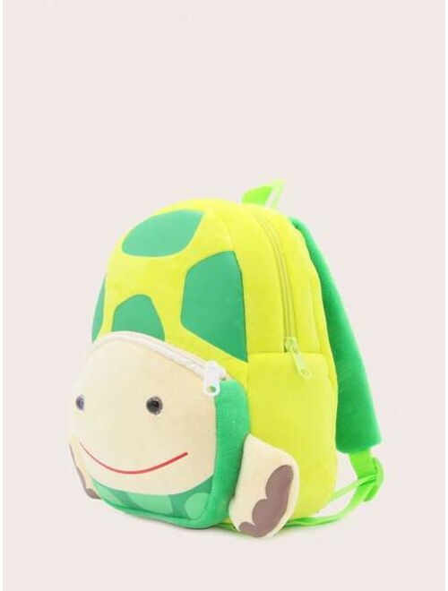 Shein Kids Cartoon Turtle Design Flannelette Zipper Cute Novelty Bag