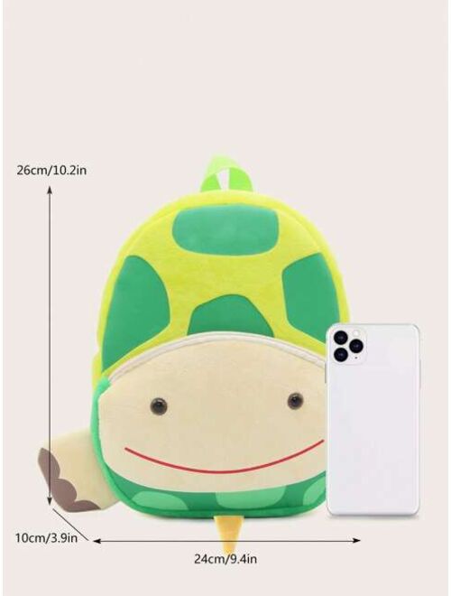 Shein Kids Cartoon Turtle Design Flannelette Zipper Cute Novelty Bag