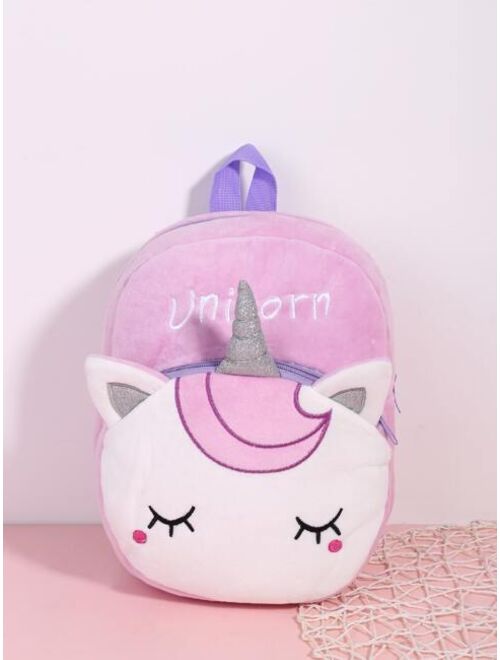 Shein Girls Plush Backpack Cartoon Cute Unicorn School Bags