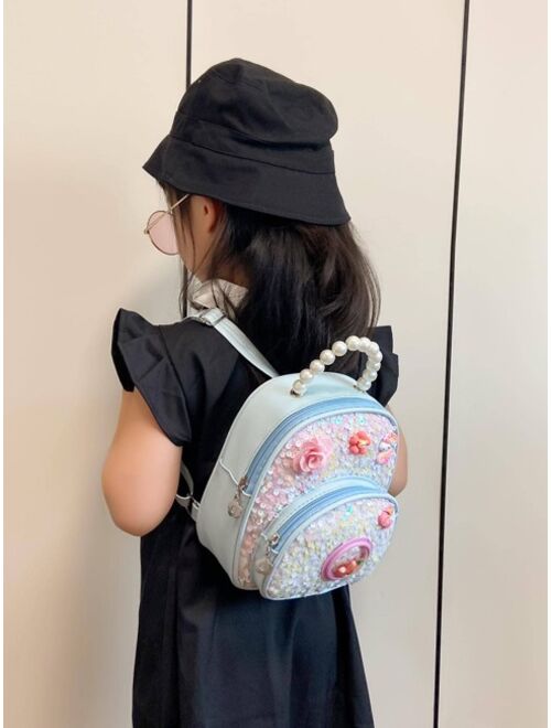 Shein Kids' Pvc Sparkly Cute Backpack With Unicorn Pearl Decoration, Multifunctional, Adjustable Straps, Four Colors Available