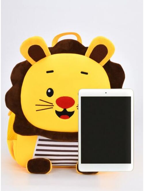 Shein Cute Yellow Cartoon Lion Shaped Ultra-light Backpack For Kids To Protect Spine And Reduce Weight