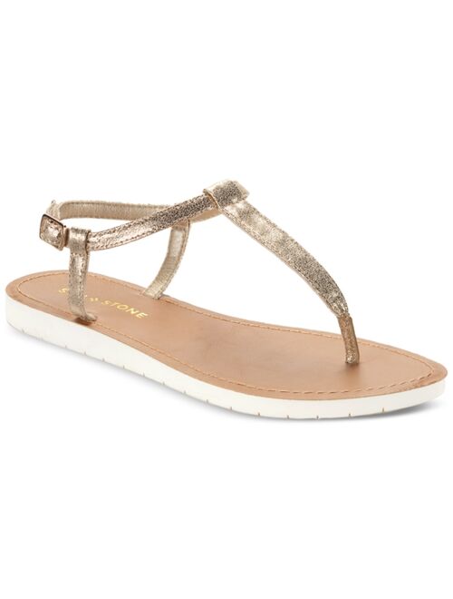 SUN + STONE Kristi T-Strap Flat Sandals, Created for Macy's