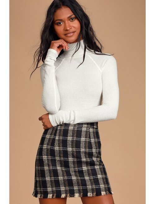 Sage the Label French Duo Black Multi Plaid Mini Skirt