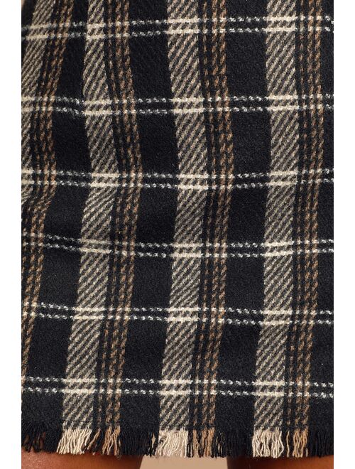 Sage the Label French Duo Black Multi Plaid Mini Skirt