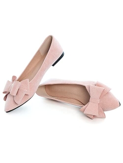 Dear Time Women's Casual Flats Bowknot Pointed Toe Ballet Flats Dressy Bridal Shoes Slip Ons Loafers for Women Comfortable Shoes