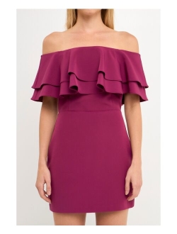 Women's Ruffled Off Shoulder Mini Dress