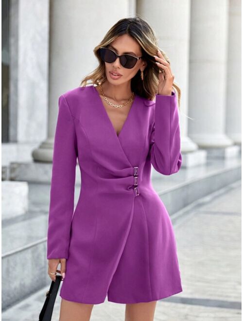 SHEIN Priv Solid Wrap Hem Dress