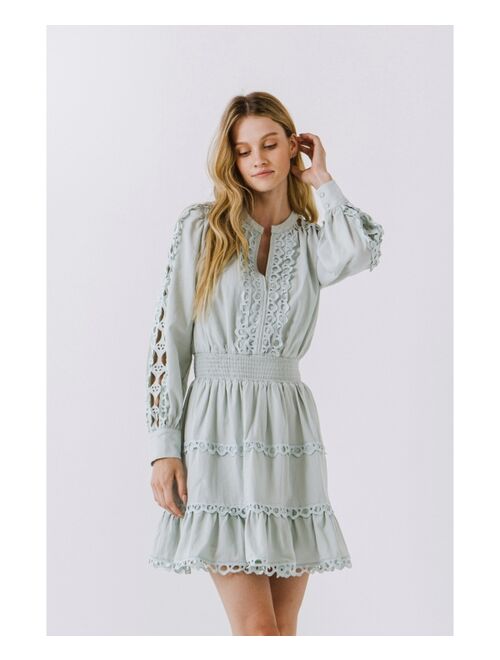 endless rose Women's Lace Trim Mini Dress