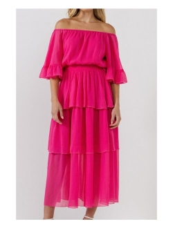 Women's Off-The-Shoulder Tiered Maxi Dress