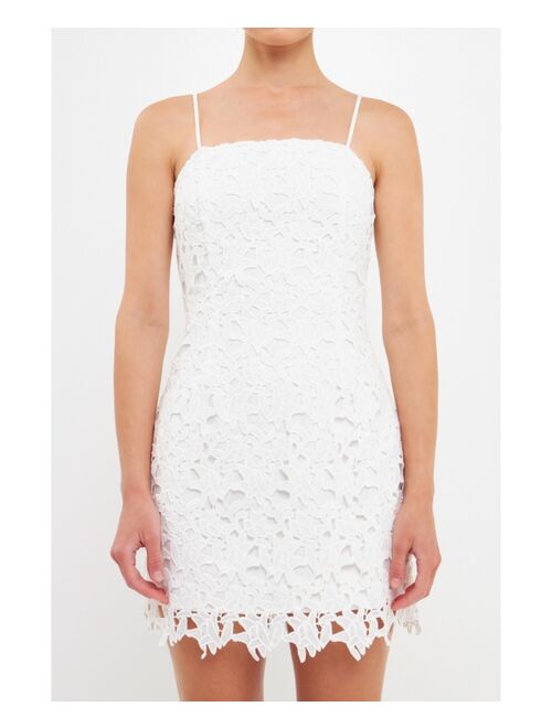 endless rose Women's Crochet Lace Bodycon Mini Dress