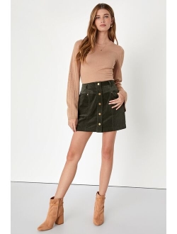 Charming Feeling Rust Brown Corduroy Mini Skirt