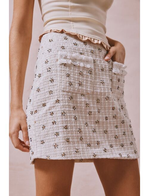 Sister Jane Reine Tweed Embellished Mini Skirt