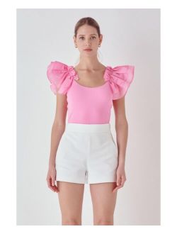 Women's Organza Ruffle with Knit Top