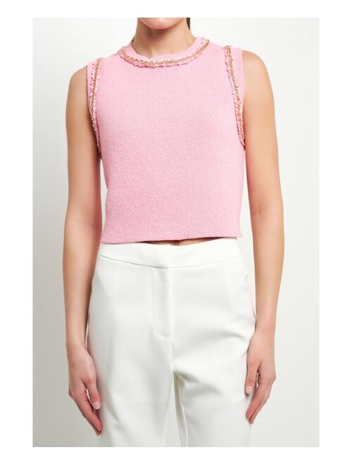 ENDLESS ROSE Women's Trim Detail Knit Tank Top