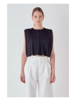 Women's Shirred Shoulder Cropped Top