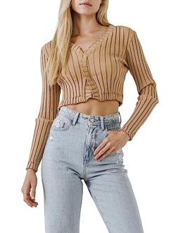 Women's Long Sleeve Ruffled Knit