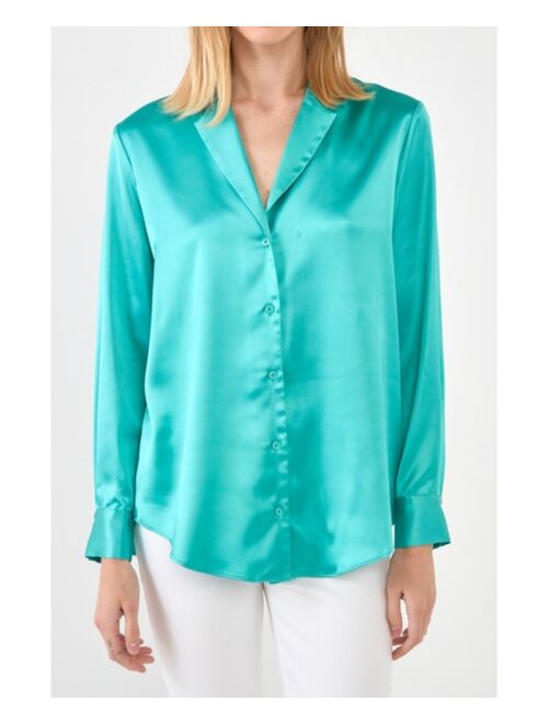 ENDLESS ROSE Women's Classic Satin Over Shirt