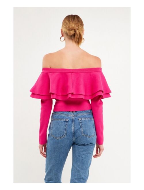 ENDLESS ROSE Women's Off-The-Shoulder Knit Top