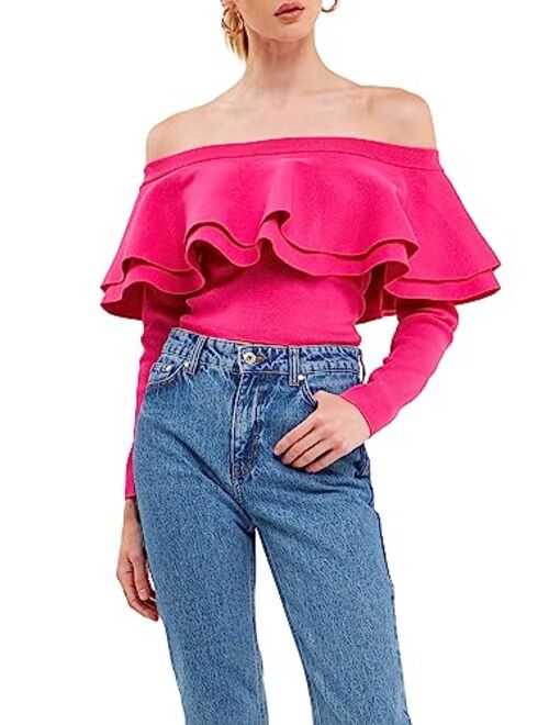 ENDLESS ROSE Women's Off-The-Shoulder Knit Top