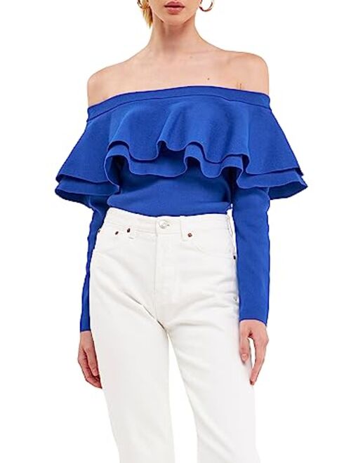 ENDLESS ROSE Women's Off-The-Shoulder Knit Top