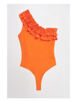 Women's Ruffled Asymmetrical Bodysuit