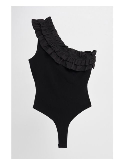 Women's Ruffled Asymmetrical Bodysuit