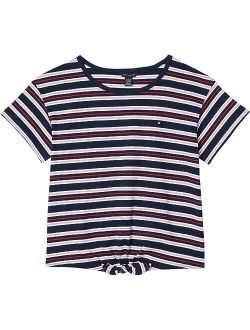 Kids Tommy Stripe Tie Front Tee (Big Kids)