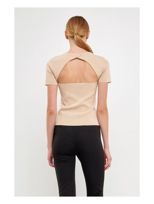 ENDLESS ROSE Women's Back Cut-out Detail Knit Top