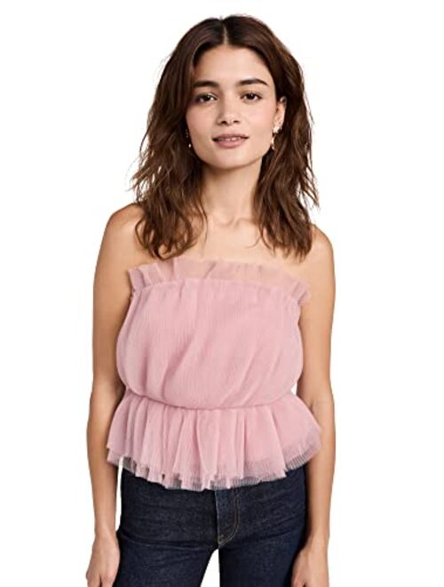 ENDLESS ROSE Women's Strapless Tulle Peplum Top