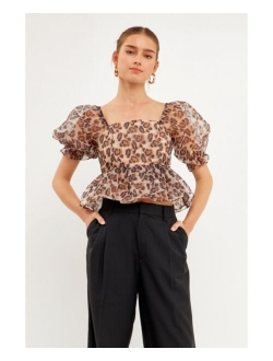 Women's Organza Animal Printed Top