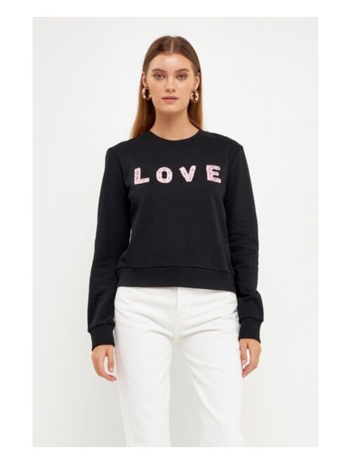 ENDLESS ROSE Women's Beads Lettering Sweatshirt