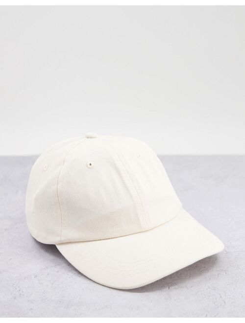 ASOS DESIGN soft baseball cap in ecru cotton