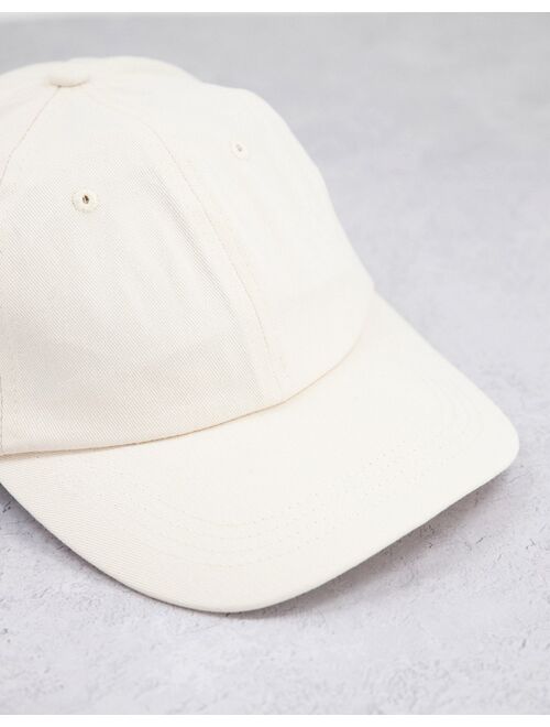 ASOS DESIGN soft baseball cap in ecru cotton