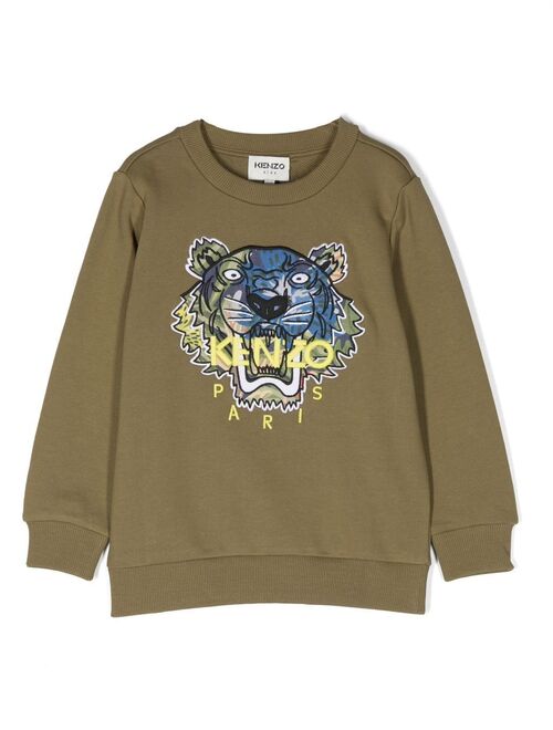 Kenzo Kids tiger-print stretch-cotton sweatshirt