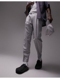 tapered linen mix pants in gray