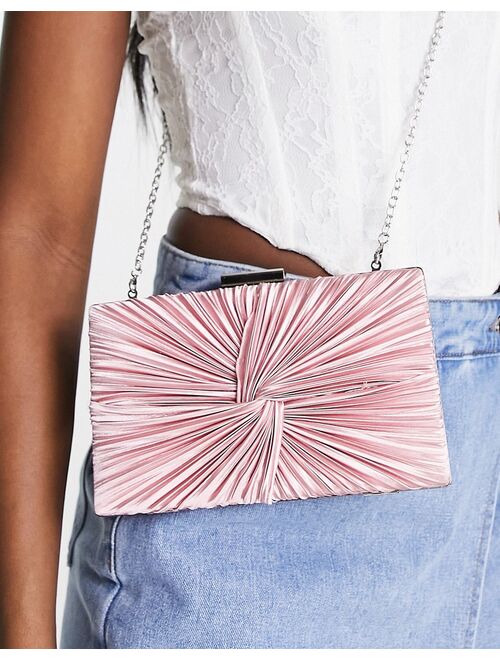 True Decadence knot pleated crossbody bag in pale pink