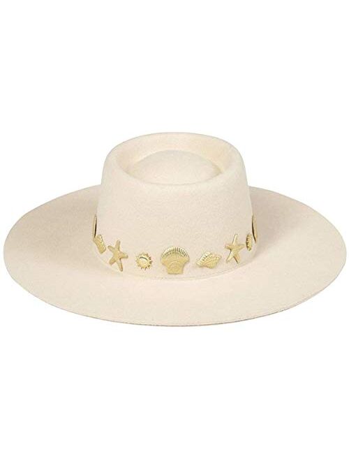 Lack of Color Women's Wool Boater Hat with Gold Conchos