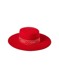 Women's The Sierra Gold Wide-Brimmed Wool Boater Hat