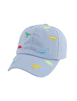 Kabake Kids Dinosaur Embroidery Baseball Cap, Adjustable Snapback Washed Distressed Vintage Retro Cotton Sun Hat for Boys Girls