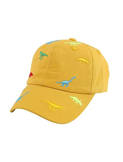 Kabake Kids Dinosaur Embroidery Baseball Cap, Adjustable Snapback Washed Distressed Vintage Retro Cotton Sun Hat for Boys Girls