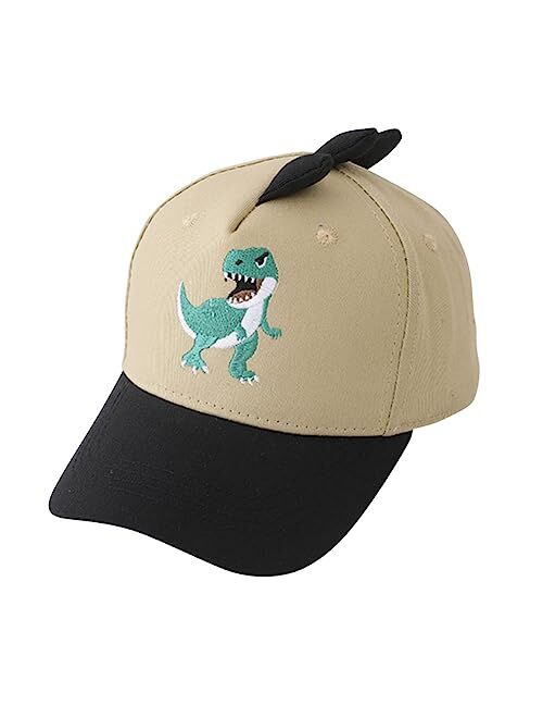 Kabake Kids Dinosaur Embroidery Baseball Cap, Adjustable Snapback Washed Distressed Vintage Retro Cotton Sun Hat for Boys Girls