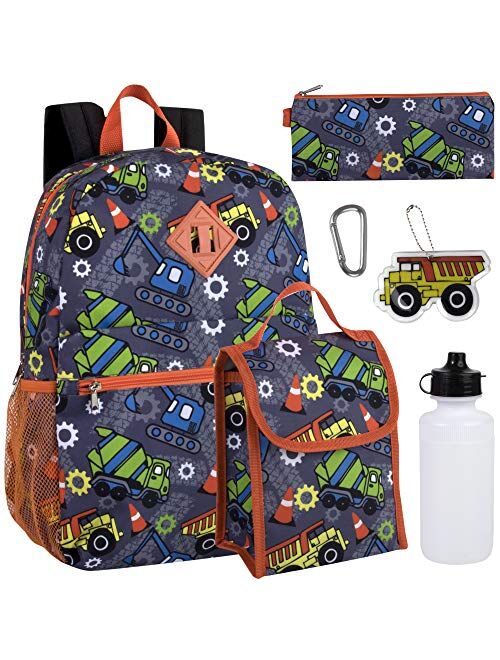 Trail maker Boy's 6 in 1 Backpack With Lunch Bag, Pencil Case, and Accessories