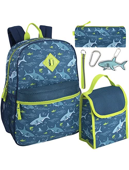 Trail maker Boy's 6 in 1 Backpack With Lunch Bag, Pencil Case, and Accessories