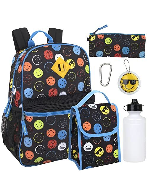 Trail maker Boy's 6 in 1 Backpack With Lunch Bag, Pencil Case, and Accessories