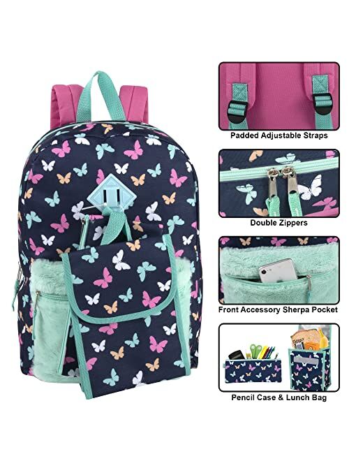 Trail maker Backpack with Lunch Box and Pencil Case for Girls and Boys, 17 Inch Backpacks for Kids for School