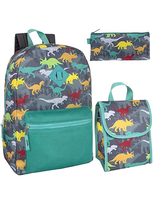 Trail maker Backpack with Lunch Box and Pencil Case for Girls and Boys, 17 Inch Backpacks for Kids for School