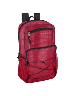 Trail Maker Deluxe See Through Mesh Backpack with Bungee Cord & Adjustable Padded Straps for Swimming, Travel (Aqua)