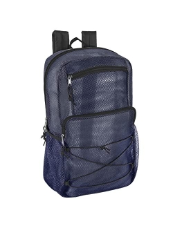 Trail Maker Deluxe See Through Mesh Backpack with Bungee Cord & Adjustable Padded Straps for Swimming, Travel (Aqua)