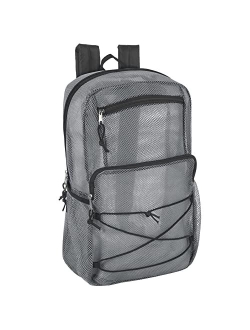 Trail Maker Deluxe See Through Mesh Backpack with Bungee Cord & Adjustable Padded Straps for Swimming, Travel (Aqua)