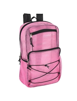 Trail Maker Deluxe See Through Mesh Backpack with Bungee Cord & Adjustable Padded Straps for Swimming, Travel (Aqua)